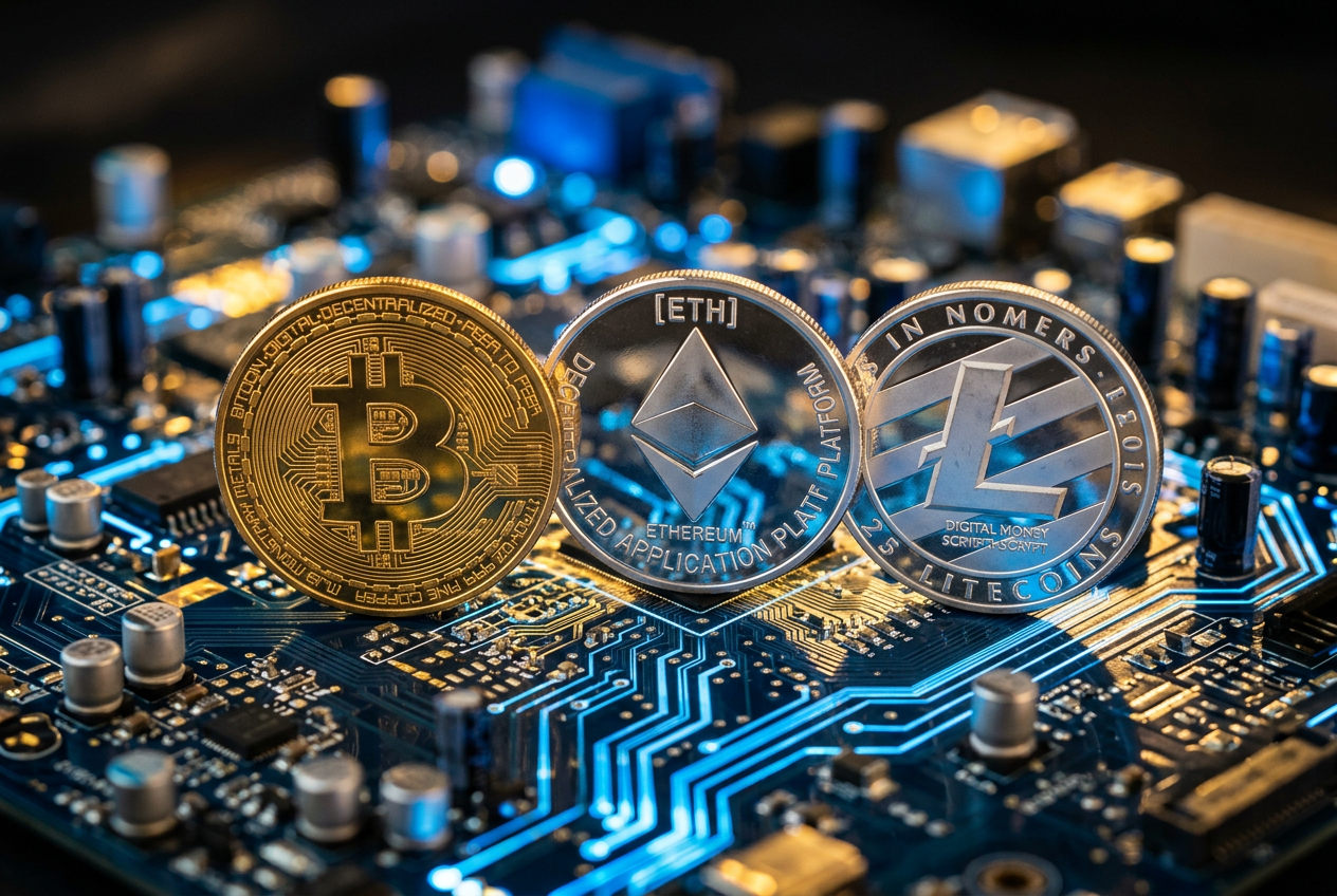 Selection of popular crypto coins including BTC and ETH for casino payments